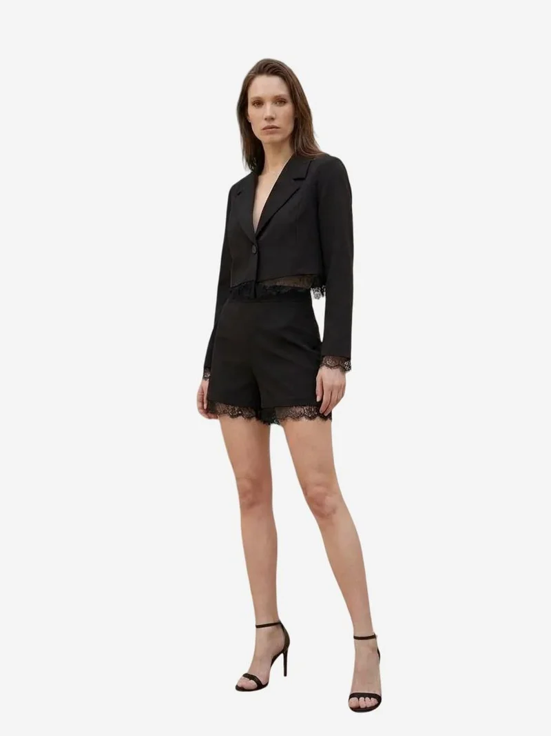 My Fashion Black MY FASHION Short Jacket and Wide-Leg Trousers Set for Women | Best Price UAE