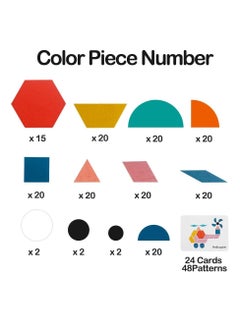MIXDE 180Pcs Wooden Pattern Blocks Set Brain Teaser Puzzle Tangrams Educational Montessori Toys Stem Kindergarten Preschool Learning Game with 24Pcs Flash Cards Gifts for Toddlers Kids Boys Girls  - Image 2