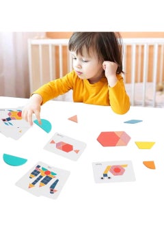 MIXDE 180Pcs Wooden Pattern Blocks Set Brain Teaser Puzzle Tangrams Educational Montessori Toys Stem Kindergarten Preschool Learning Game with 24Pcs Flash Cards Gifts for Toddlers Kids Boys Girls  - Image 4