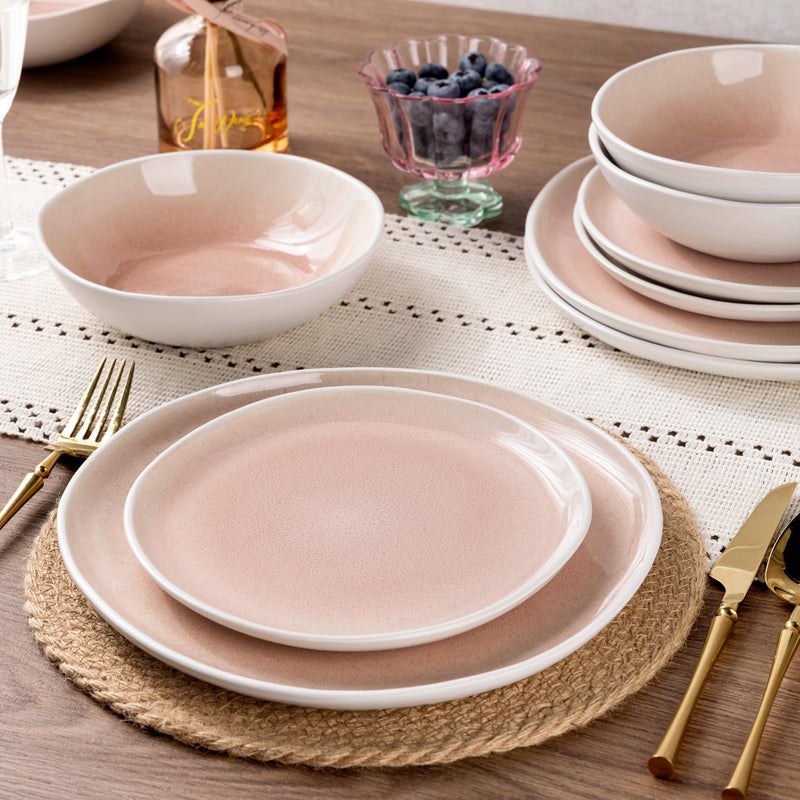 AmorArc Ceramic Dinnerware Sets,Handmade Reactive Glaze Stoneware Plates and Bowls Sets,Highly Scratch Resistant | Dishwasher & Microwave Safe Dishes Set,Service for 4 (12pc) - Image 5