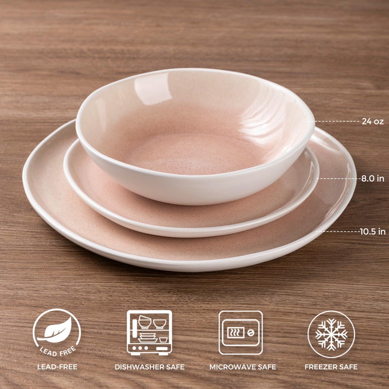 AmorArc Ceramic Dinnerware Sets,Handmade Reactive Glaze Stoneware Plates and Bowls Sets,Highly Scratch Resistant | Dishwasher & Microwave Safe Dishes Set,Service for 4 (12pc) - Image 3