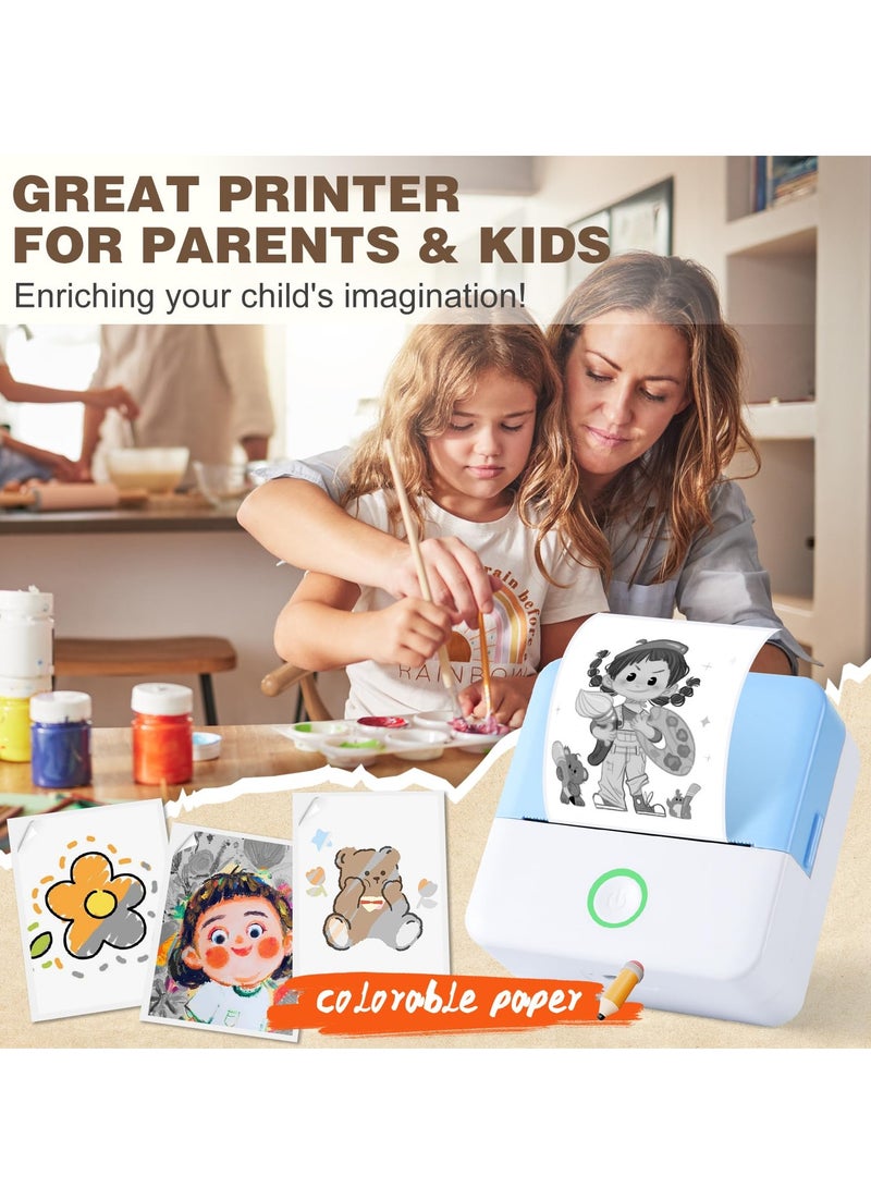 YOMYM Thermal Mini Printer, Portable Inkless Sticker Maker, Bluetooth Printer for Phone, Wireless Label Printer with Tape, Free Cut Small Pocket Printer for Notes&Children DIY, Compatible with iOS&Android - Image 3