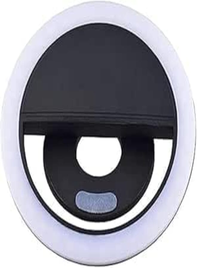 Portable Mini Selfie Ring Light Clip Hollow-Out Light for Smartphones - Black
