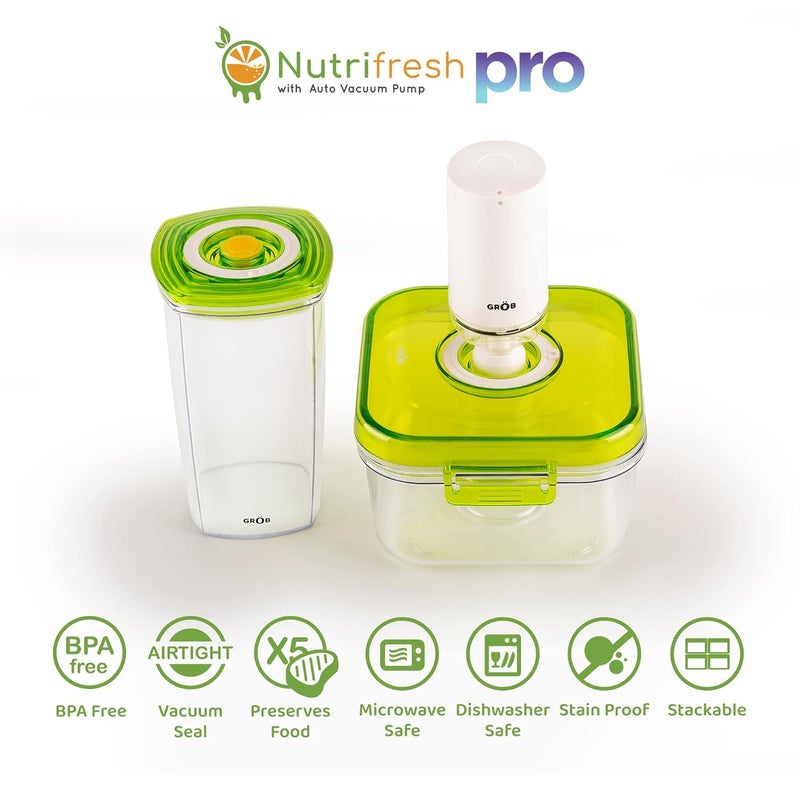 GROB Nutrifresh PRO Storage Container Jar with Automatic Vacuum Pump Auto Vacuuming Storage Containers Set Food preservation storage jars Smart Living Product - Image 3
