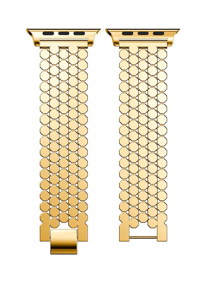 NIBEMINENT Honeycomb Style Replacement Strap For Apple Watch Series 3/2/1 Gold - Image 2