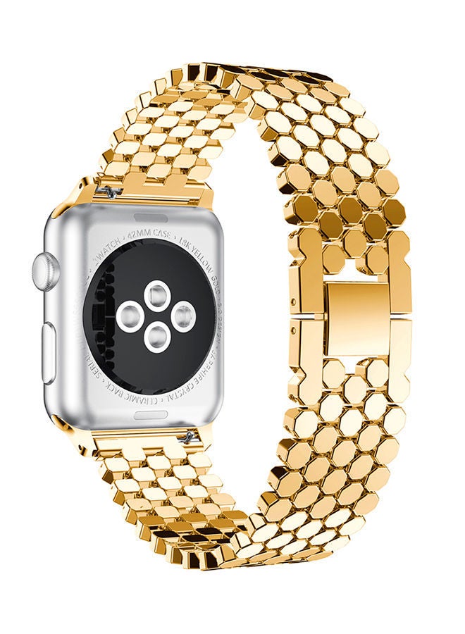 NIBEMINENT Honeycomb Style Replacement Strap For Apple Watch Series 3/2/1 Gold - Image 3