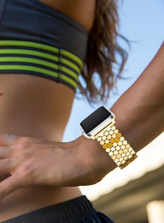 NIBEMINENT Honeycomb Style Replacement Strap For Apple Watch Series 3/2/1 Gold - Image 5