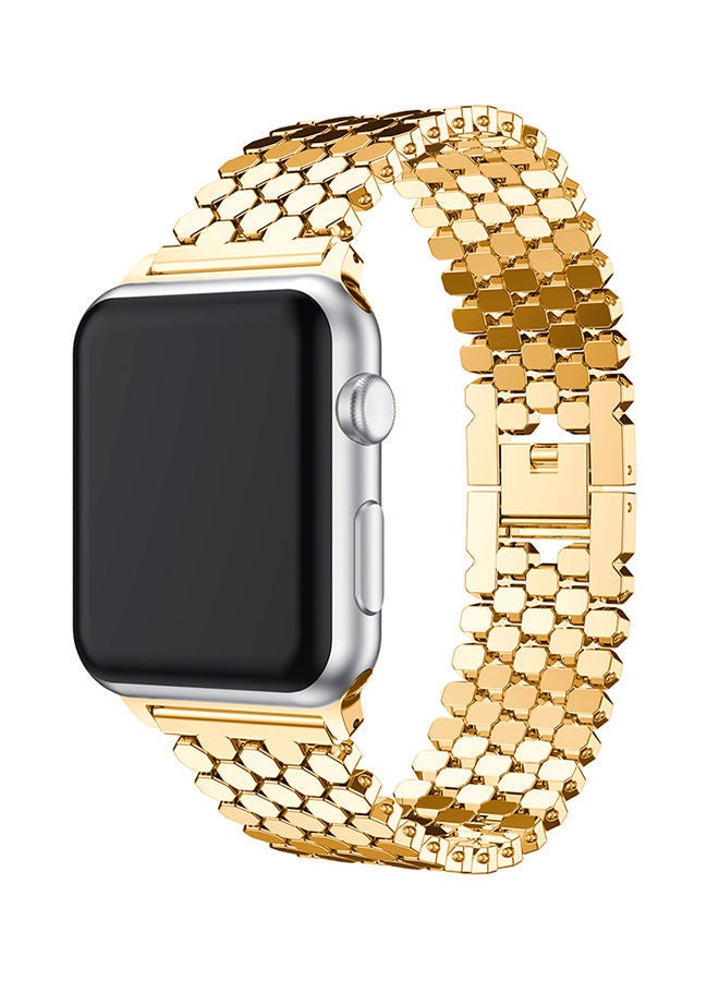 NIBEMINENT Honeycomb Style Replacement Strap For Apple Watch Series 3/2/1 Gold - Image 4