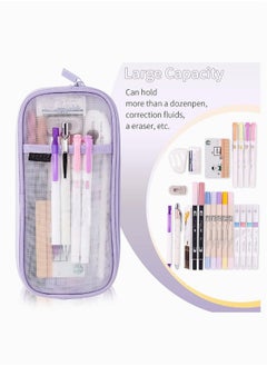 Generic Purple Transparent Pencil Case Multi Purpose Zipper Bag for Makeup Travel and School Ideal for Teen Girls  - Image 2