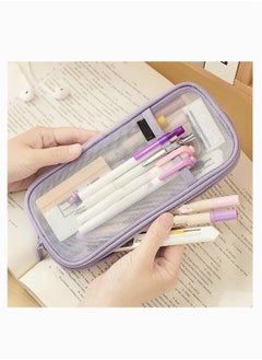 Generic Purple Transparent Pencil Case Multi Purpose Zipper Bag for Makeup Travel and School Ideal for Teen Girls  - Image 5
