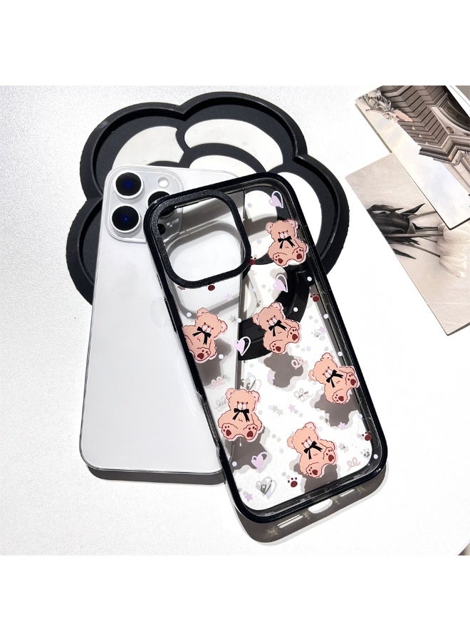 NIBEMINENT Acrylic Teddy Bear Protective TPU Case Cover For iPhone 16 Pro Max Clear - Image 3