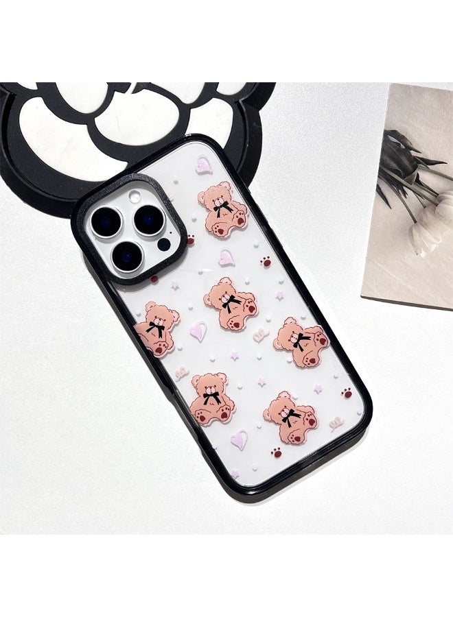 NIBEMINENT Acrylic Teddy Bear Protective TPU Case Cover For iPhone 16 Pro Max Clear - Image 1