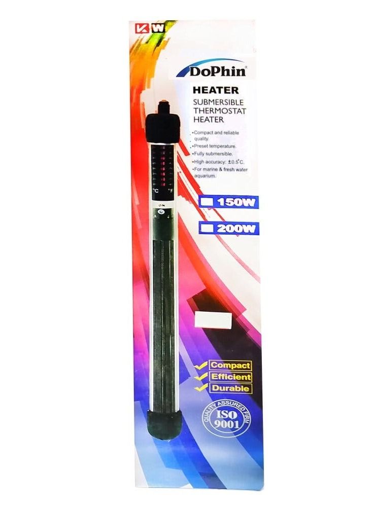 DoPhin Spiral Core Submersible Thermostat Aquarium Heater For Fish Tank Black - Image 1