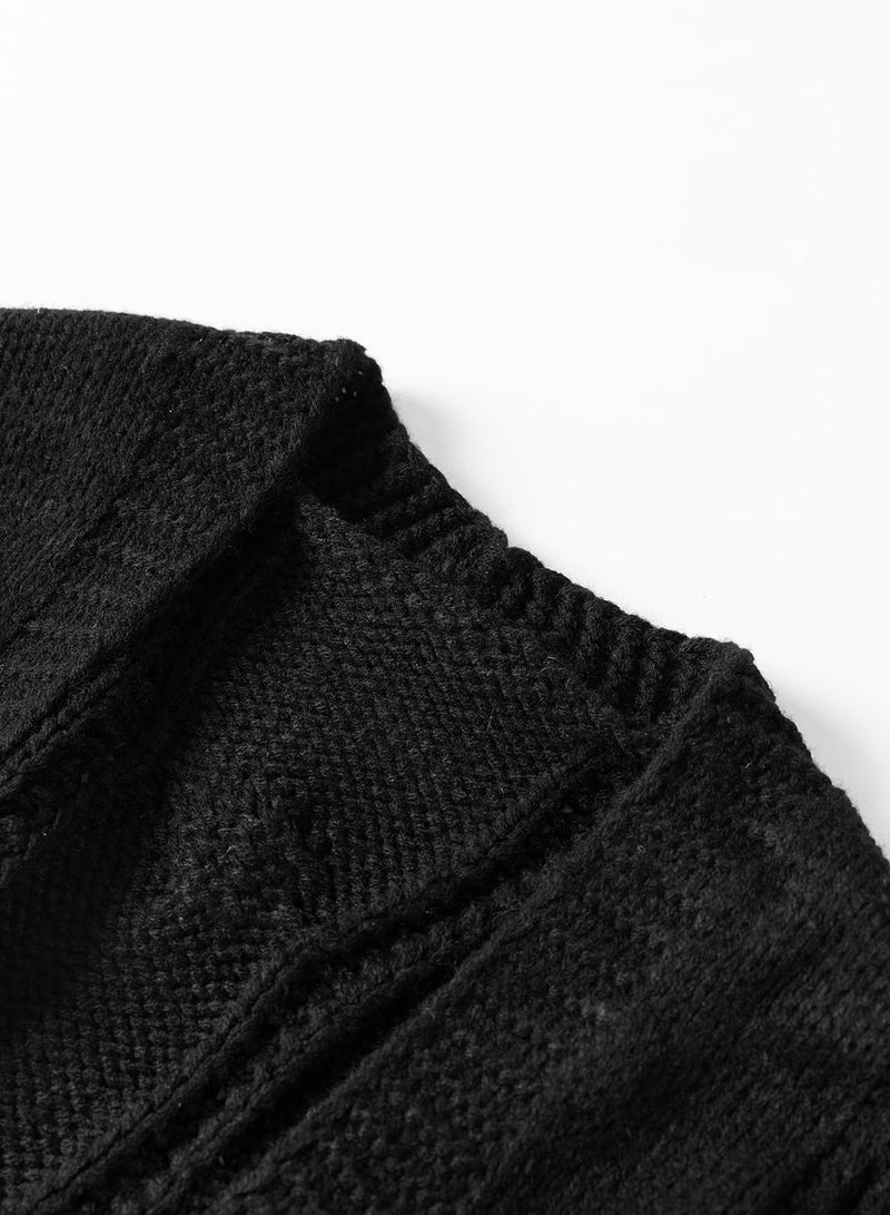 Dokotoo Cardigan Christmas Sweaters for Women Open Front Fall 2025 Trendy Lightweight Side Split Fall Knit Cute Sweaters with Pockets Trendy Clothing Oversized,Black Large - Image 4