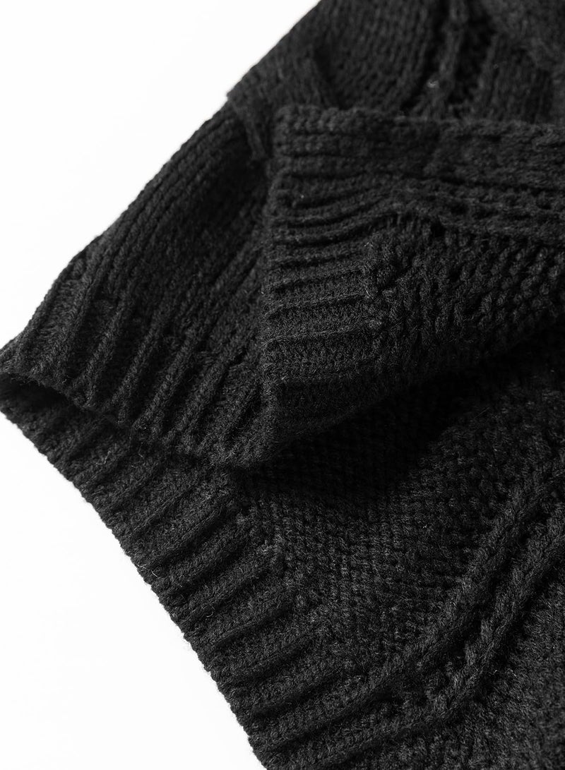 Dokotoo Cardigan Christmas Sweaters for Women Open Front Fall 2025 Trendy Lightweight Side Split Fall Knit Cute Sweaters with Pockets Trendy Clothing Oversized,Black Large - Image 5