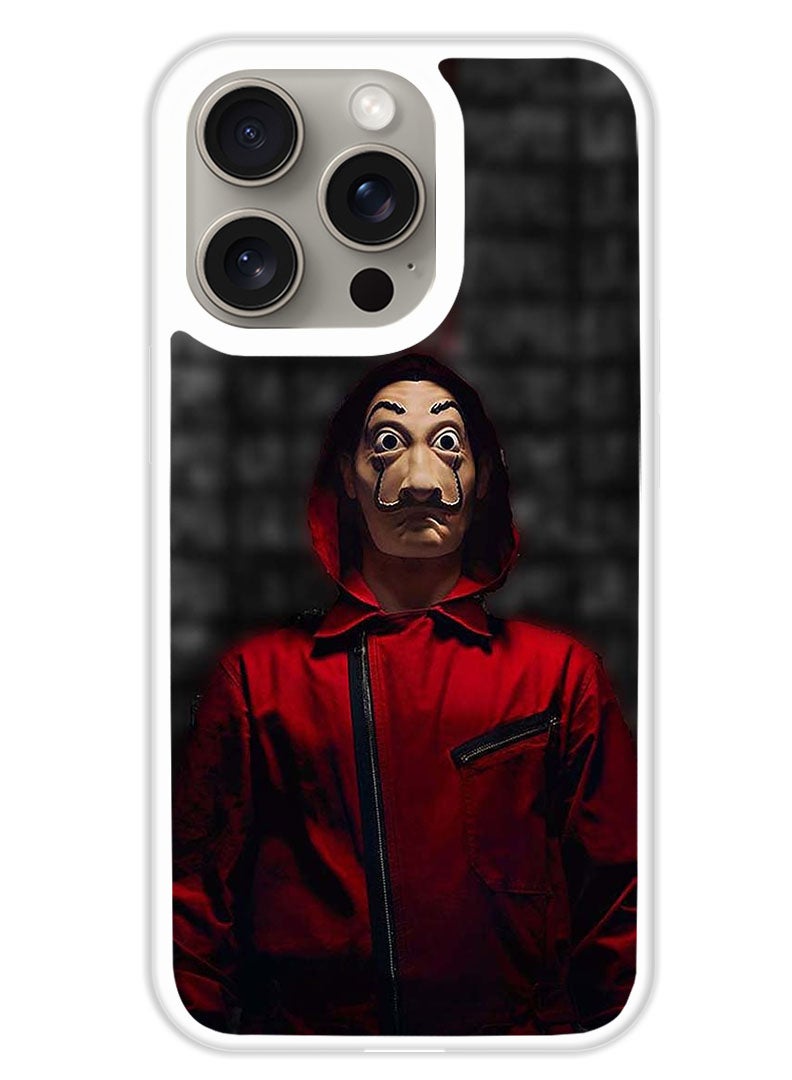 Theodor Protective Case Cover For APPLE IPHONE 15 Pro Red Jokar Mask  (White Bumper) - Image 1