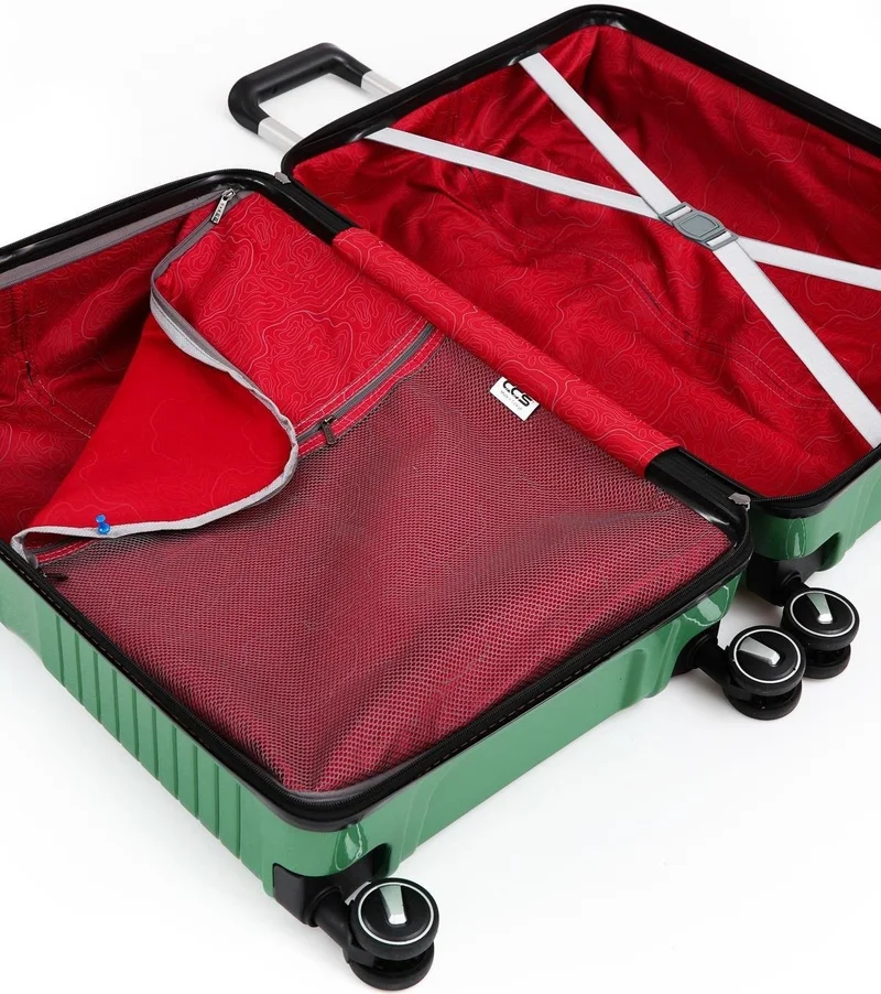 S-Invalid Brand Name Ultra Light Polypropylene Unbreakable 4-Piece Suitcase Set + Makeup Bag