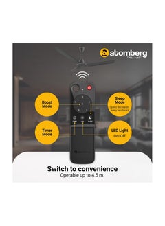 atomberg Efficio Alpha 1200mm BLDC Ceiling Fan with Remote Control | BEE 5 star Rated Energy Efficient Ceiling Fan | High Air Delivery with LED Indicators | 1+1 Year Warranty (Gloss Black)