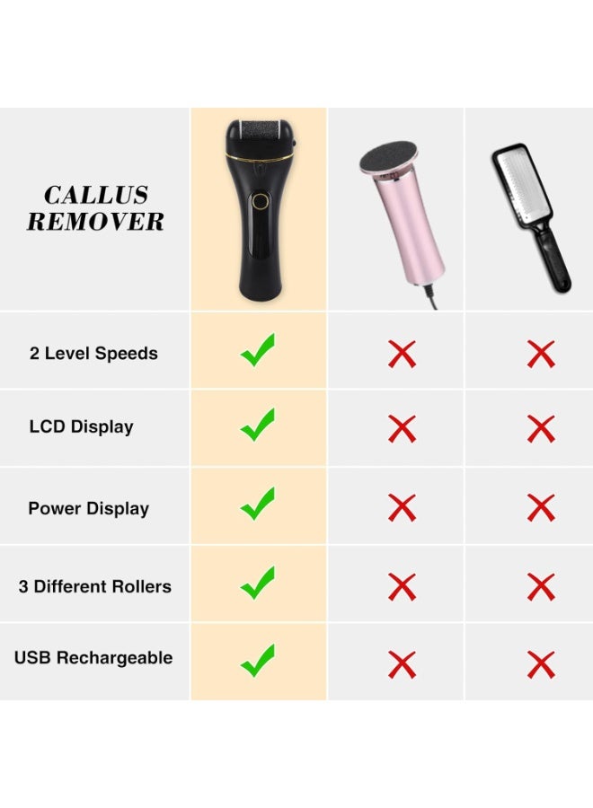 BlueFire Electric Professional Pedicure Tool & Callus Remover for Smooth Feet – Rechargeable Waterproof Foot File with 3 Rollers, 2 Speeds, LED Display & USB Charging | Complete Foot Care Kit for Dead Skin, Hard Skin Removal | Men & Women Pedicure Tools for Home, Salon, Travel - Image 4