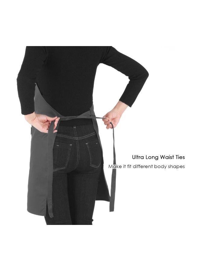 NIBEMINENT Cooking Apron With Adjustable Neck Belt Grey 66x66x75centimeter - Image 4