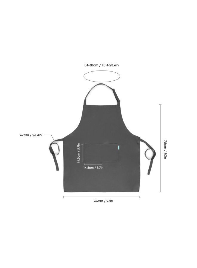 NIBEMINENT Cooking Apron With Adjustable Neck Belt Grey 66x66x75centimeter - Image 5