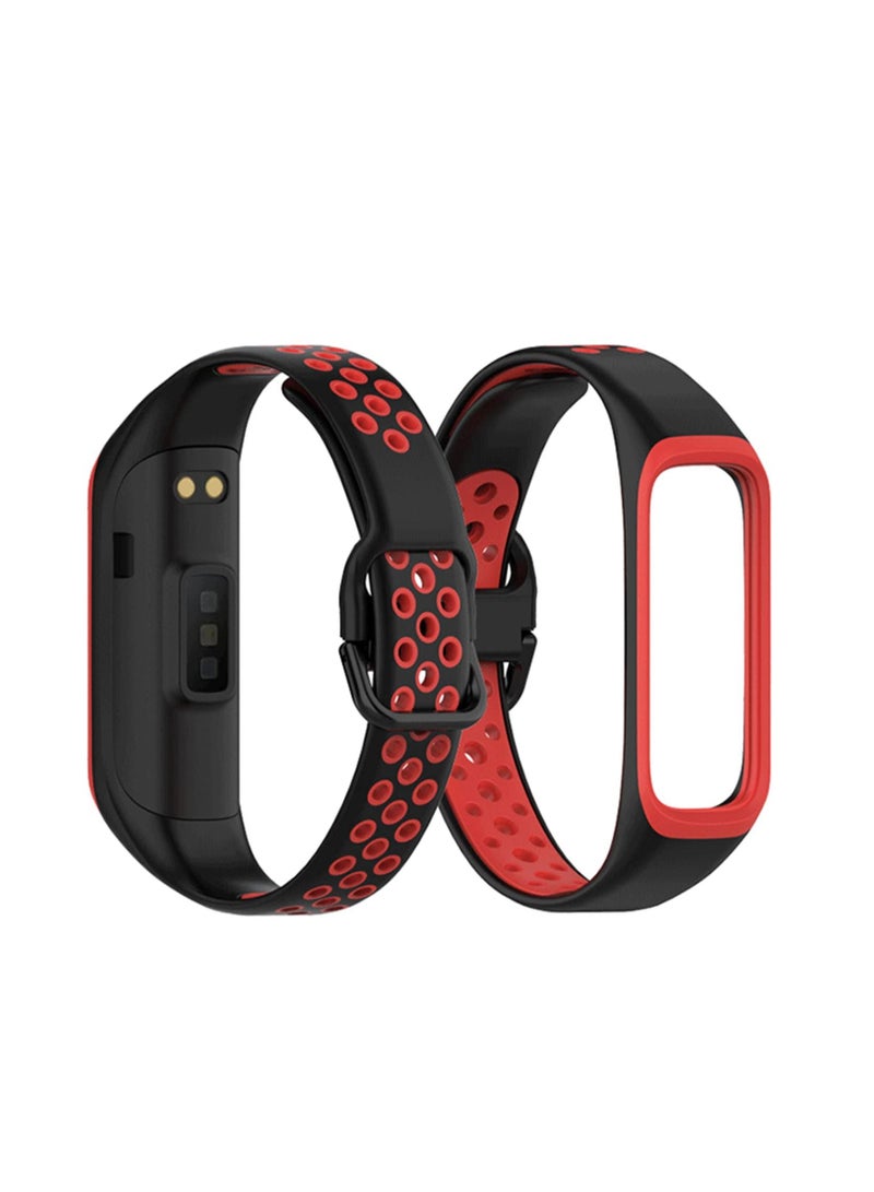 Bands Compatible with Samsung Galaxy Fit 2 Wristbands Two-Toned Silicone Colourful Breathable Bracelet Strap Band for Galaxy Fit 2 SM-R220 Fitness Smartwatch for Men Women(Black red) - Image 5