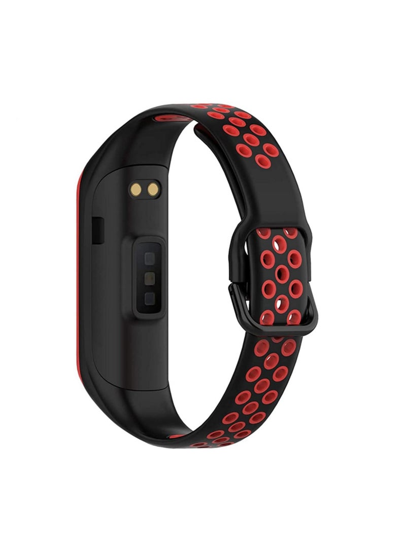Bands Compatible with Samsung Galaxy Fit 2 Wristbands Two-Toned Silicone Colourful Breathable Bracelet Strap Band for Galaxy Fit 2 SM-R220 Fitness Smartwatch for Men Women(Black red) - Image 4