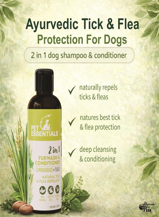PET ESSENTIALS 2 in 1 Dog Shampoo & Conditioner - Lemongrass & Tulsi Natural Furwash for Tick & Flea Protection | Ayurvedic | Cruelty-Free | Suitable for All Dog Breeds (500 ML) - Image 2