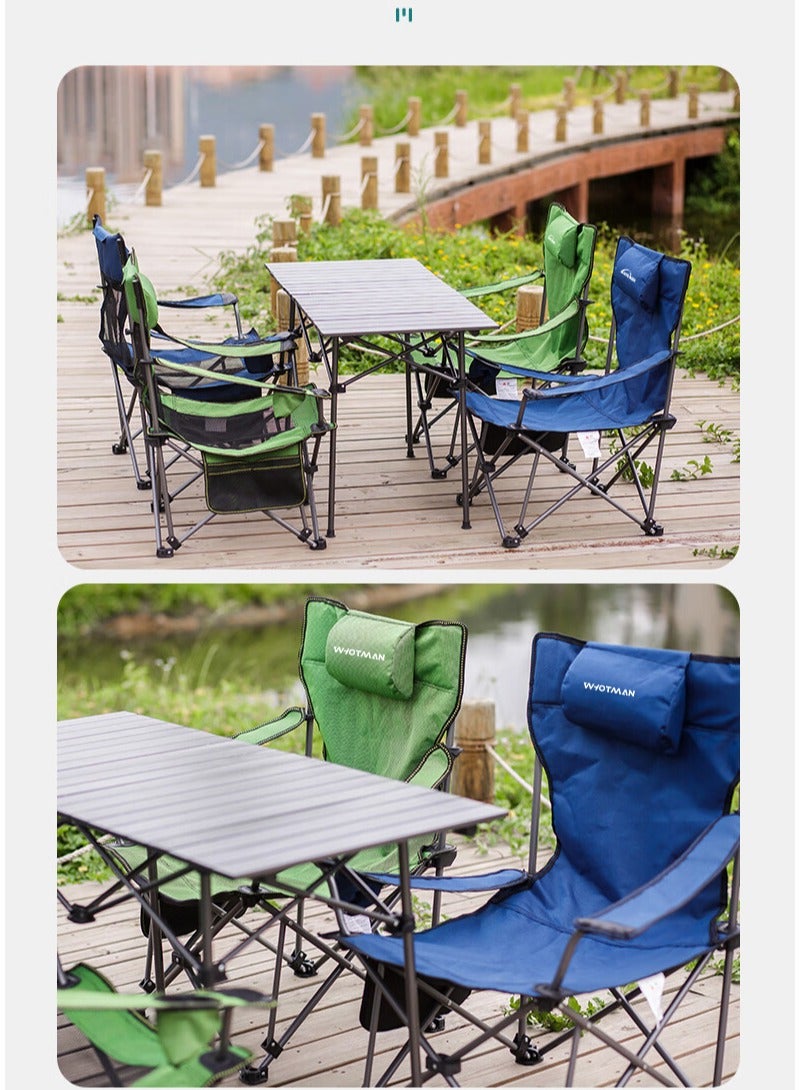 Whotman Outdoor Camping Folding Deck Chair Beach Chair with Adjustable Recline, 130kg Capacity, for Garden, Pool, Patio - Image 2