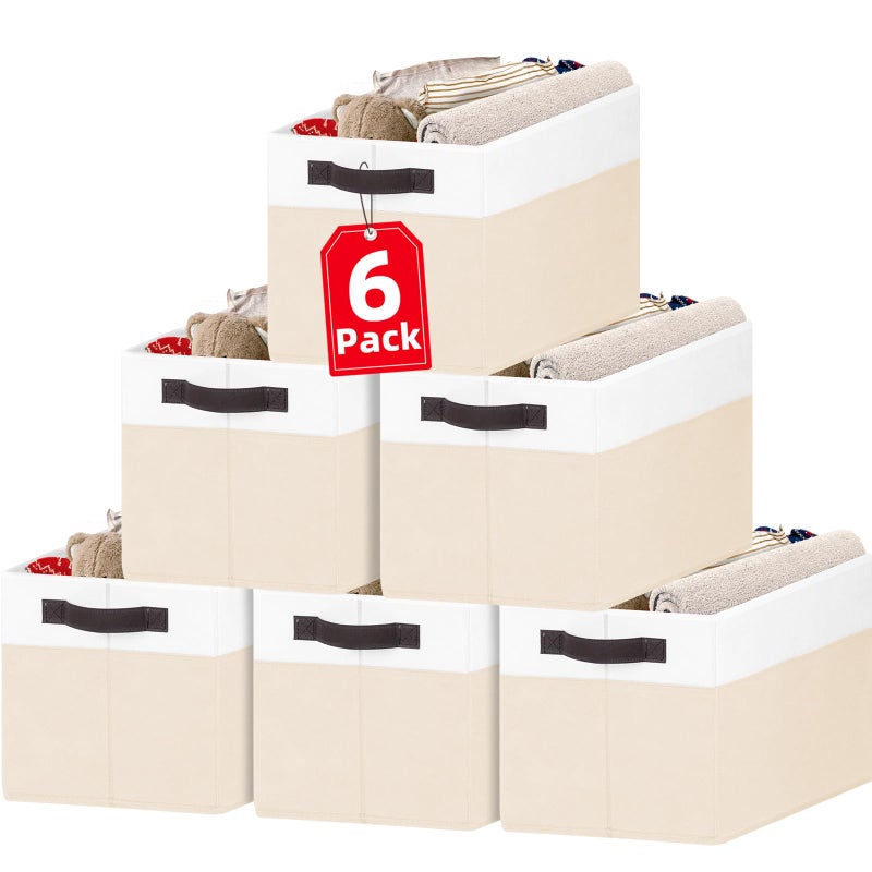 Criusia 6 Pack Large Toy Box Chest, Collapsible Sturdy Toy Storage Organizer Bins Baskets for Kids, Boys, Girls, Nursery, Playroom, Shelf Baskets for Lego Puzzle Balls, Game Organizer (14L*10W*9.5H) - Image 1