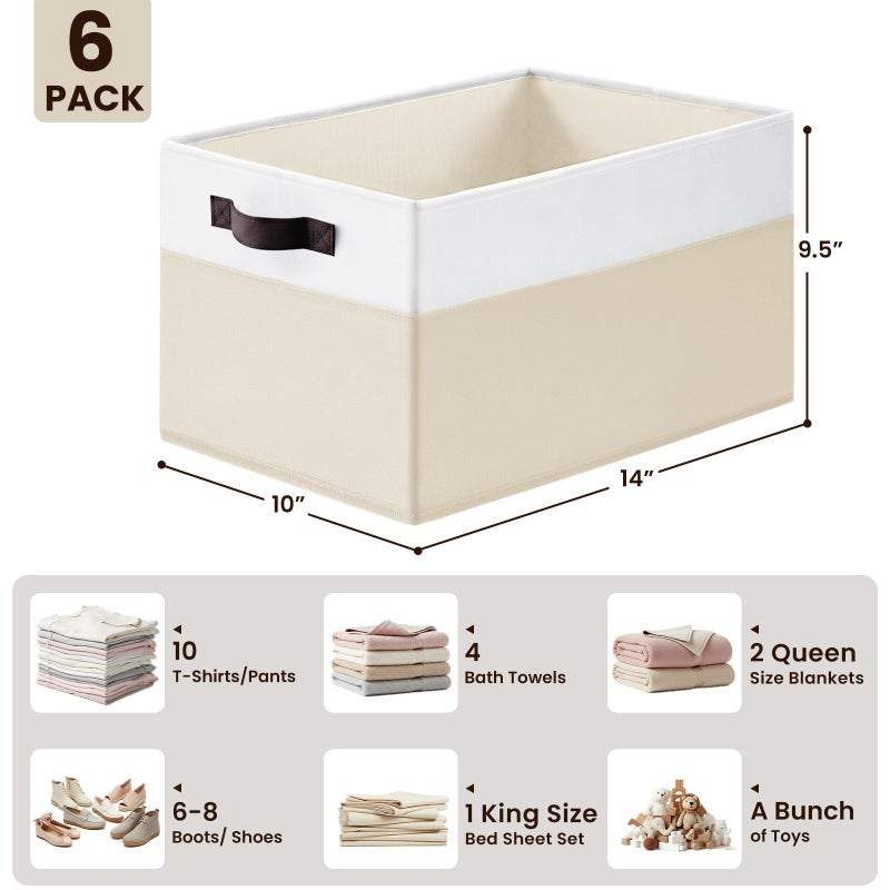Criusia 6 Pack Large Toy Box Chest, Collapsible Sturdy Toy Storage Organizer Bins Baskets for Kids, Boys, Girls, Nursery, Playroom, Shelf Baskets for Lego Puzzle Balls, Game Organizer (14L*10W*9.5H) - Image 2