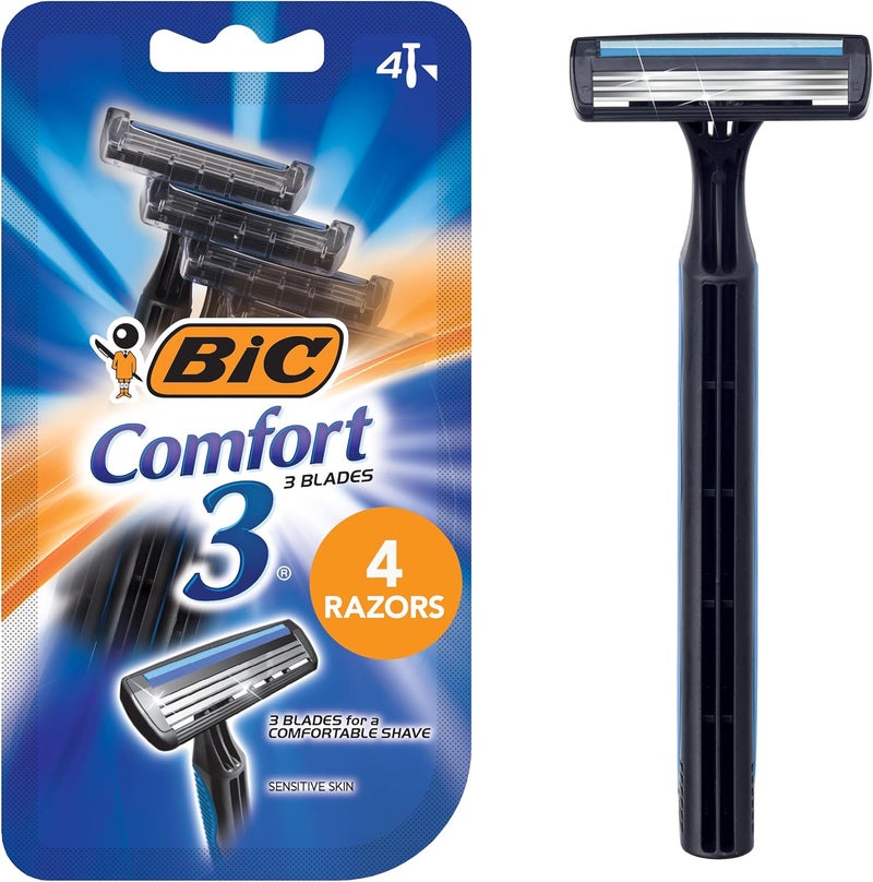 BIC Comfort 3 Disposable Shaver for Men - 4 Count - Image 1