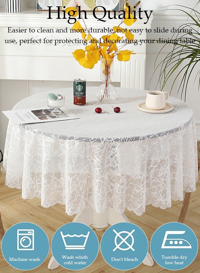 DUNISO White Round Tablecloths Polyester Table Cloth Bulk Washable Polyester Fabric Tablecloths Table Cover For Dinning Room Restaurant Party And Kitchen 120cm - Image 3