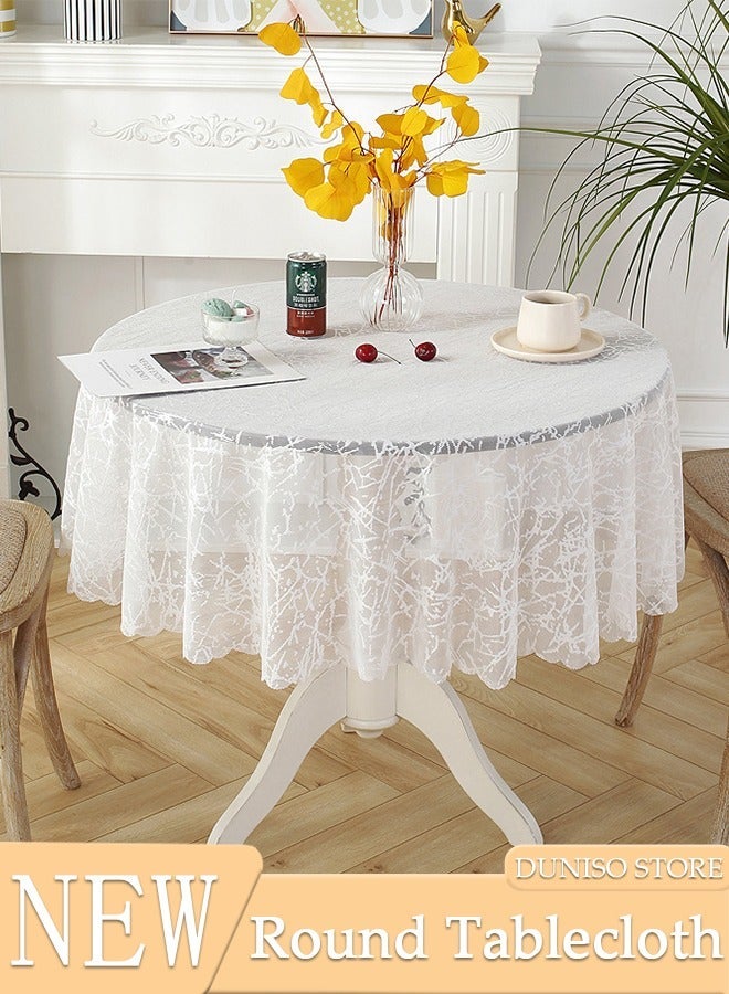 DUNISO White Round Tablecloths Polyester Table Cloth Bulk Washable Polyester Fabric Tablecloths Table Cover For Dinning Room Restaurant Party And Kitchen 120cm - Image 1