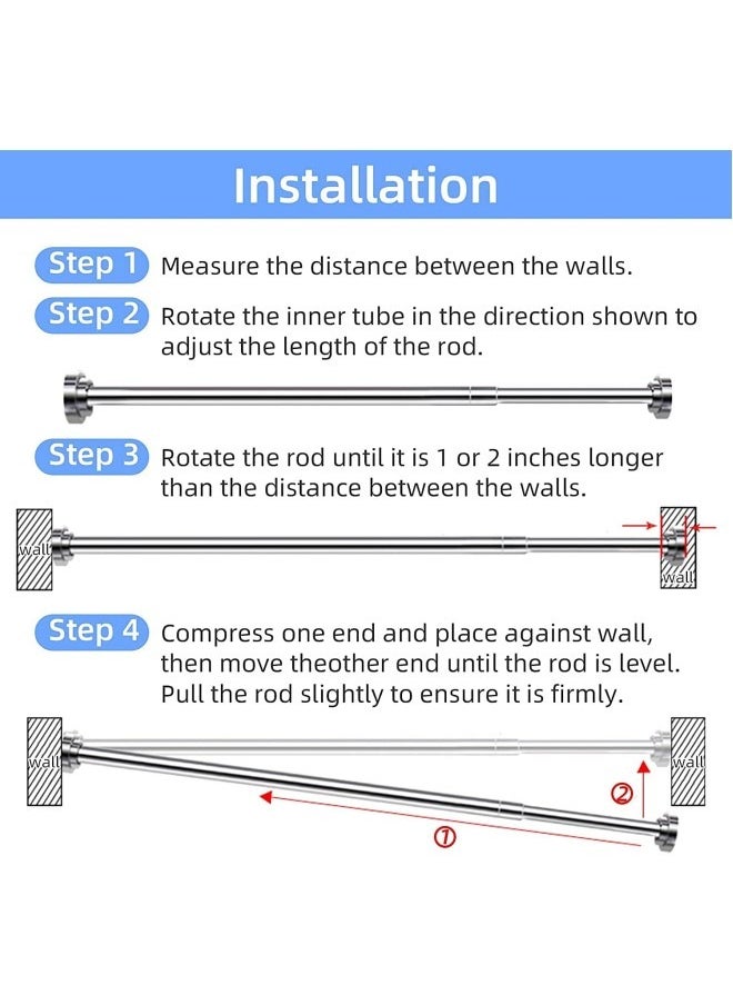 GGEROU - Shower Curtain Rod, 100-160cm Adjustable Tension Spring,Telescopic Curtain Pole Stainless Steel Extendable Clothes Rail Extendable Pole,No Drilling - Image 1