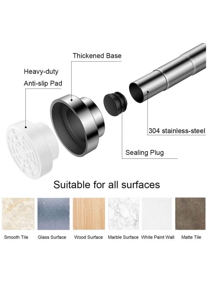 GGEROU - Shower Curtain Rod, 100-160cm Adjustable Tension Spring,Telescopic Curtain Pole Stainless Steel Extendable Clothes Rail Extendable Pole,No Drilling - Image 1