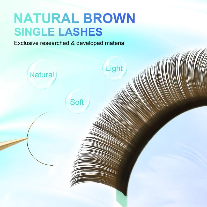 NAGARAKU Natural Brown Color Eyelash Extensions 0.15mm C curl 7-15mm Mix Tray Individual Lashes Classic Faux Mink Volume 20 rows Soft Eyelash Supplies - Image 2