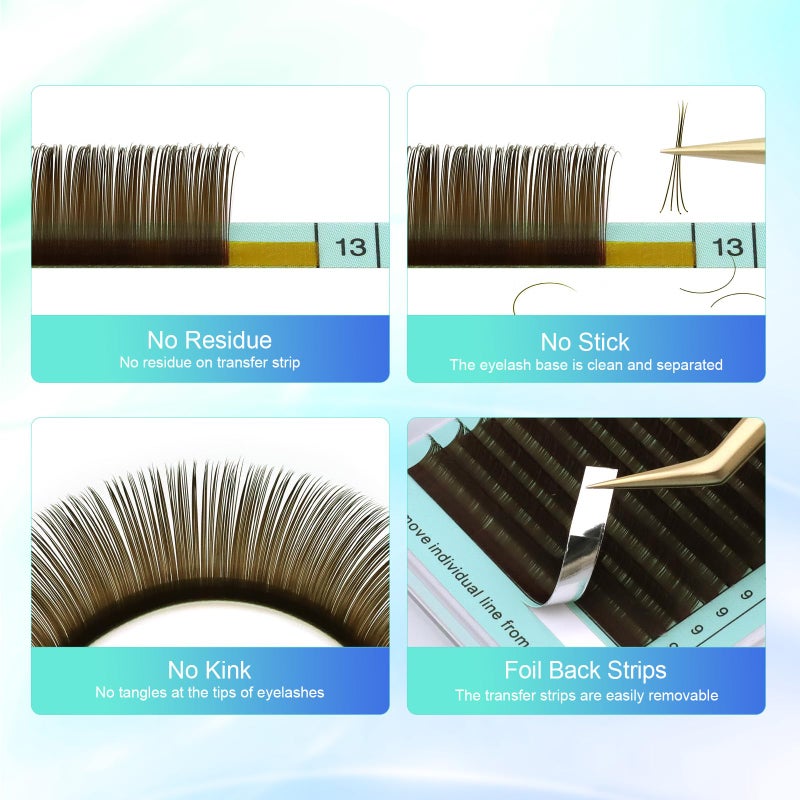 NAGARAKU Natural Brown Color Eyelash Extensions 0.15mm C curl 7-15mm Mix Tray Individual Lashes Classic Faux Mink Volume 20 rows Soft Eyelash Supplies - Image 5