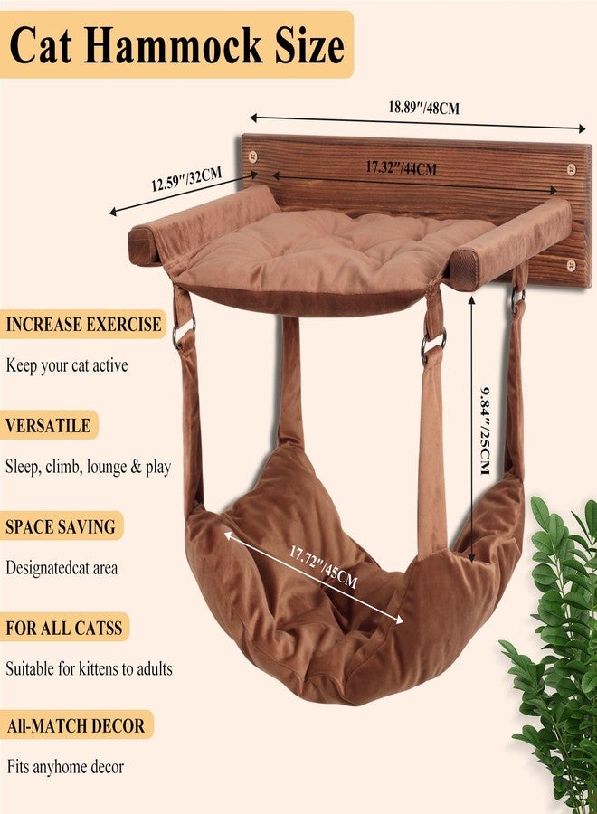 JSPYFITS أرجوحة جدارية خشبية للقطط من JSPYFITS، مقاس 18.9 × 12.6 بوصة، أرجوحة أثاث للقطط بطبقتين، سرير كبير قابل للإزالة متعدد الوظائف للقطط للنوم/اللعب/التسلق، مكان جلوس للقطط الصغيرة على النافذة، سهلة التركيب بنفسك (بني) - Image 5