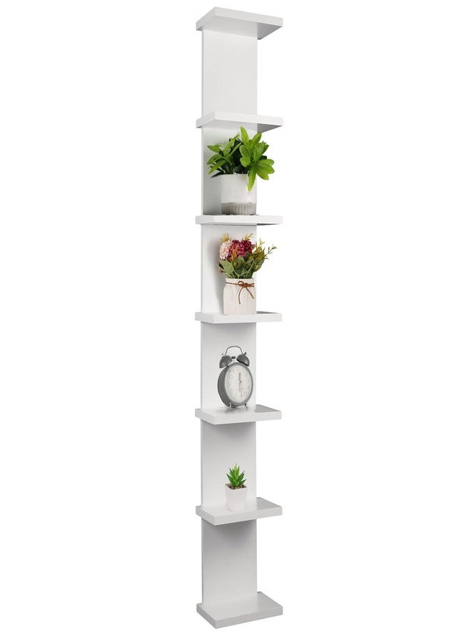 Hlimior 7 Tier Wall Shelf Unit - Lack Floating Shelf, Compact Display Floating Shelf, Vertical Column Wall Decor Mount Floating Storage Organizer Tall Tower Shelf for Bedrooms, Living Rooms(White) - Image 1