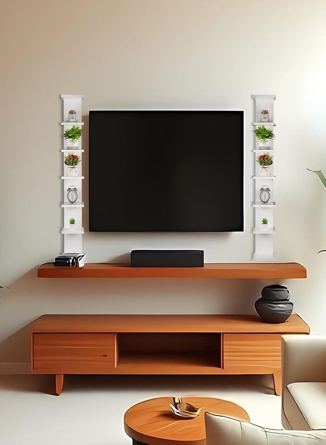 Hlimior 7 Tier Wall Shelf Unit - Lack Floating Shelf, Compact Display Floating Shelf, Vertical Column Wall Decor Mount Floating Storage Organizer Tall Tower Shelf for Bedrooms, Living Rooms(White) - Image 2