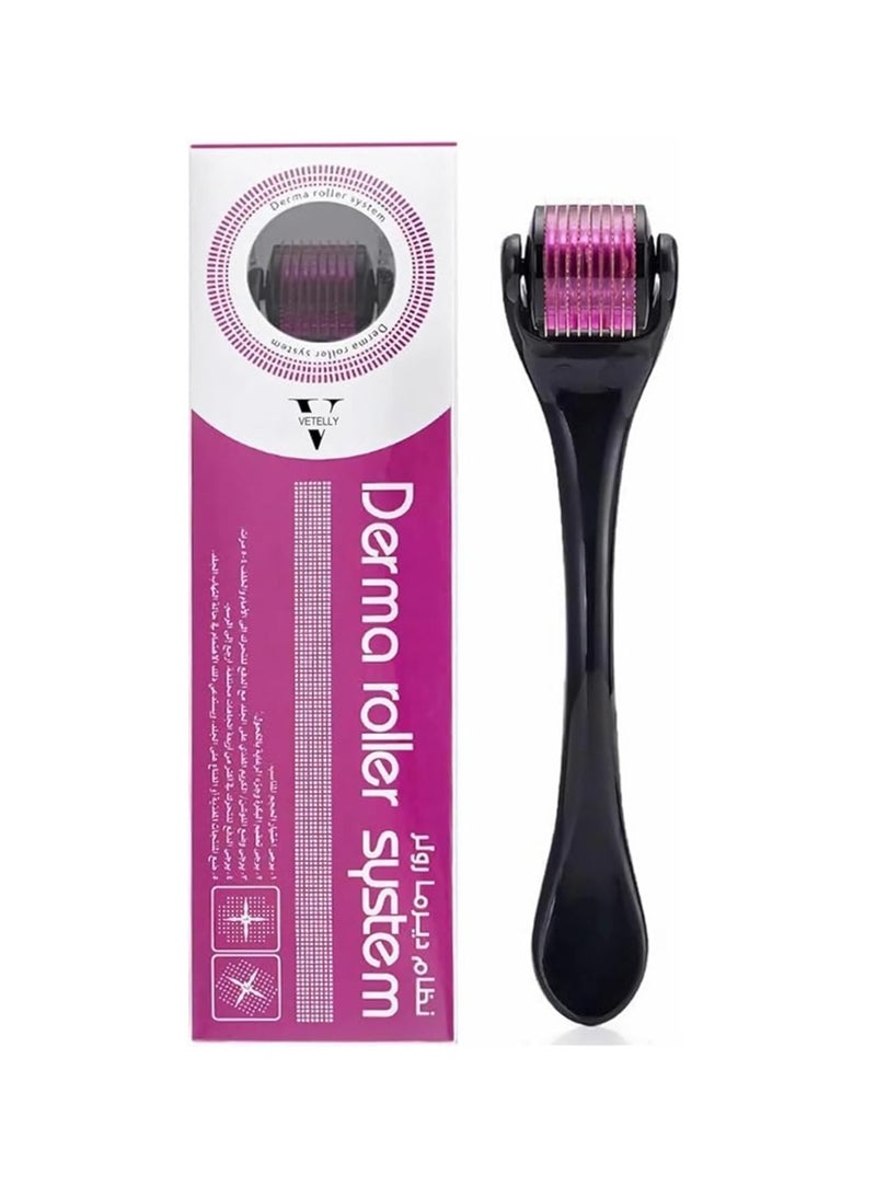 Derma Vetelly Derma Roller System 0.5mm 540 Needles Hair Growth, Titanium Micro Wrinkle Anti Aging Acne Scar Stretch Mark Treatment Micro Needling Face Care Massage Tool - Image 1
