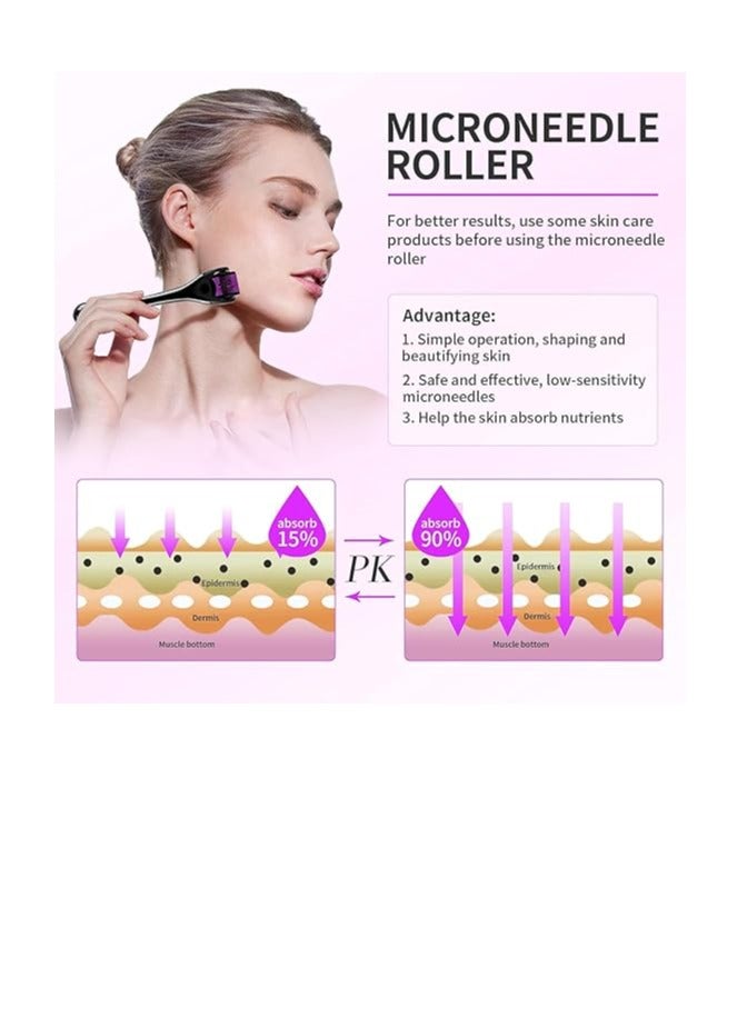 Derma Vetelly Derma Roller System 0.5mm 540 Needles Hair Growth, Titanium Micro Wrinkle Anti Aging Acne Scar Stretch Mark Treatment Micro Needling Face Care Massage Tool - Image 2