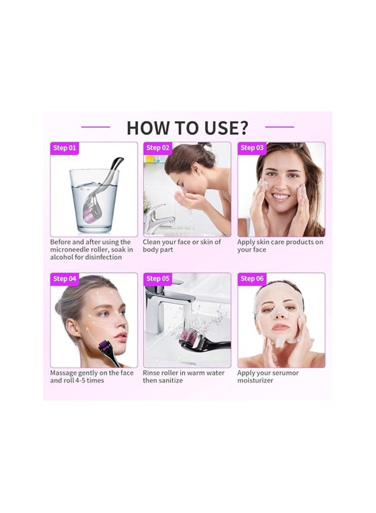 Derma Vetelly Derma Roller System 0.5mm 540 Needles Hair Growth, Titanium Micro Wrinkle Anti Aging Acne Scar Stretch Mark Treatment Micro Needling Face Care Massage Tool - Image 3