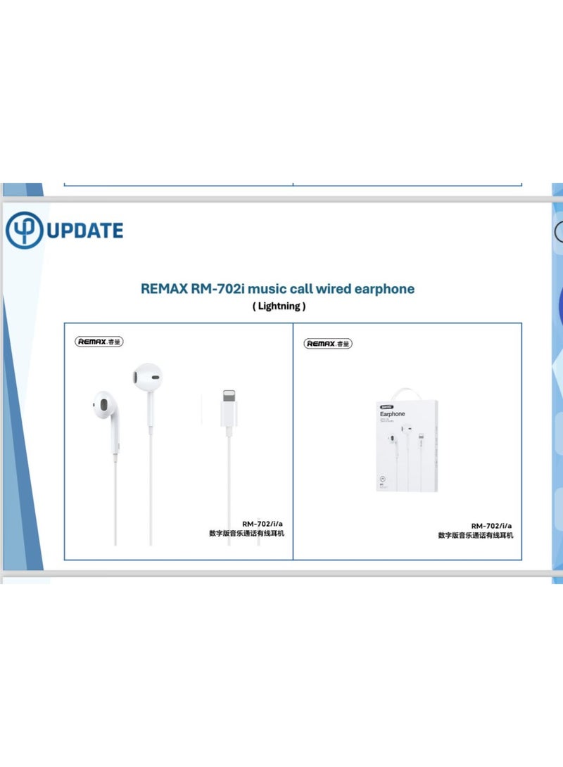 ريماكس RM-702i Lightning Wired Earphone – White - Image 3