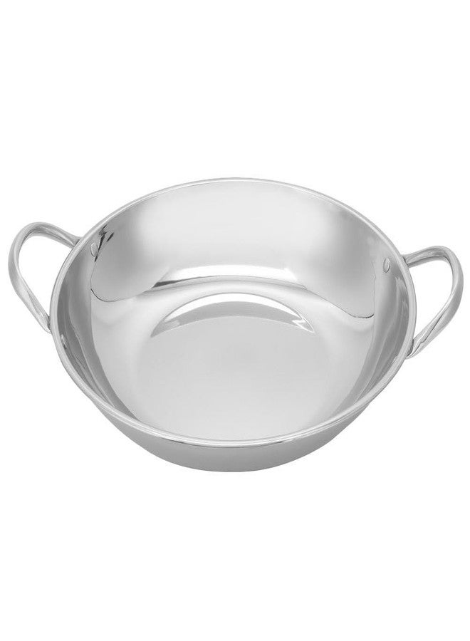 KICHOUSE Stainless Steel Flat Bottom Hot Pot Small Cooking Pot with Double Handles Nonstick Frying Pan for Home Kitchen Restaurant for Shabu Shabu and Paella - Image 1