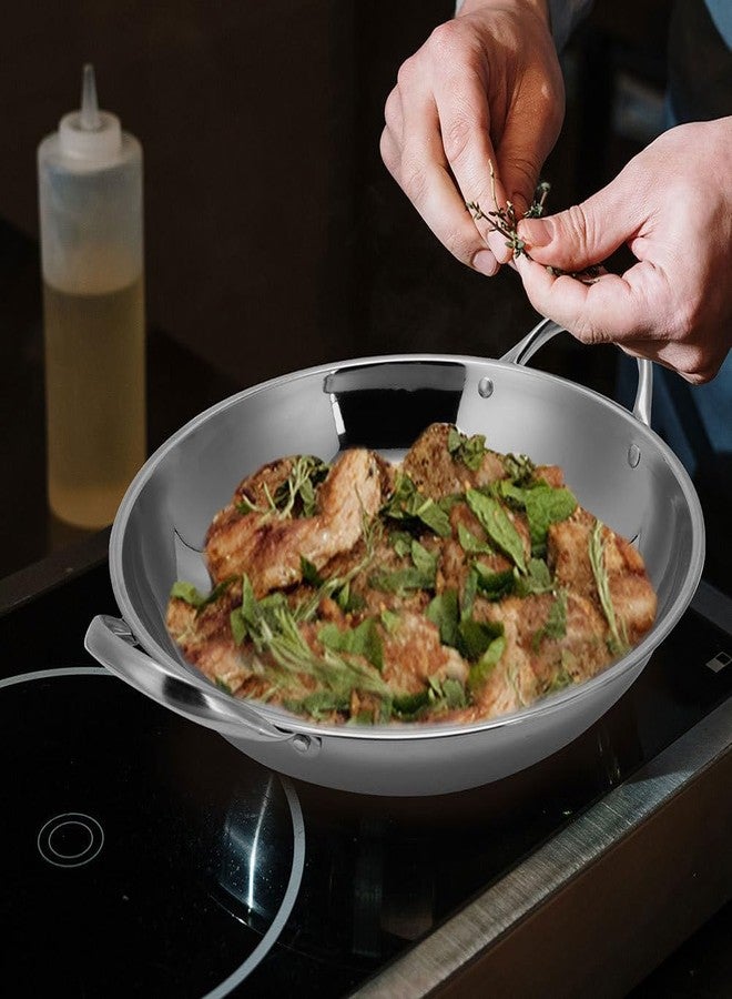 KICHOUSE Stainless Steel Flat Bottom Hot Pot Small Cooking Pot with Double Handles Nonstick Frying Pan for Home Kitchen Restaurant for Shabu Shabu and Paella - Image 5