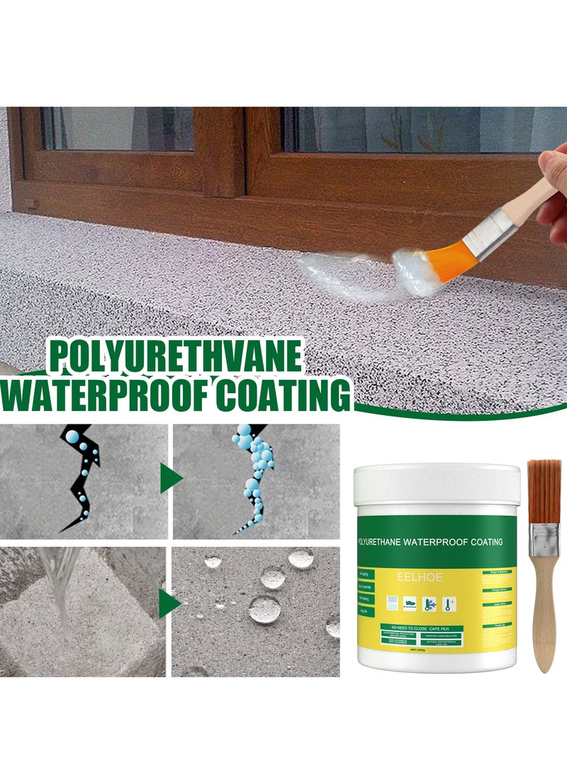 Polyurethane Waterproof Coating 100g with Brush, Waterproofing Agent, for Exterior Walls, Bathrooms, Toilets, and Floors, Prevents Mold and Mildew