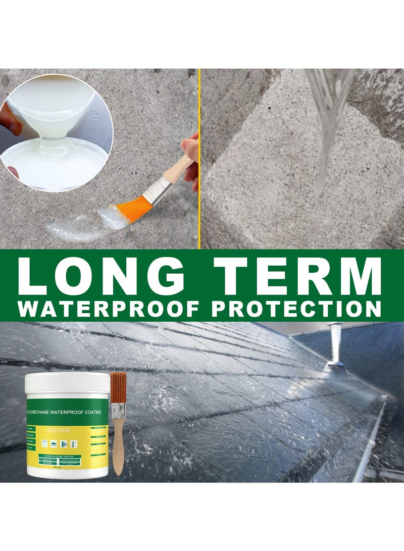 Polyurethane Waterproof Coating 100g with Brush, Waterproofing Agent, for Exterior Walls, Bathrooms, Toilets, and Floors, Prevents Mold and Mildew