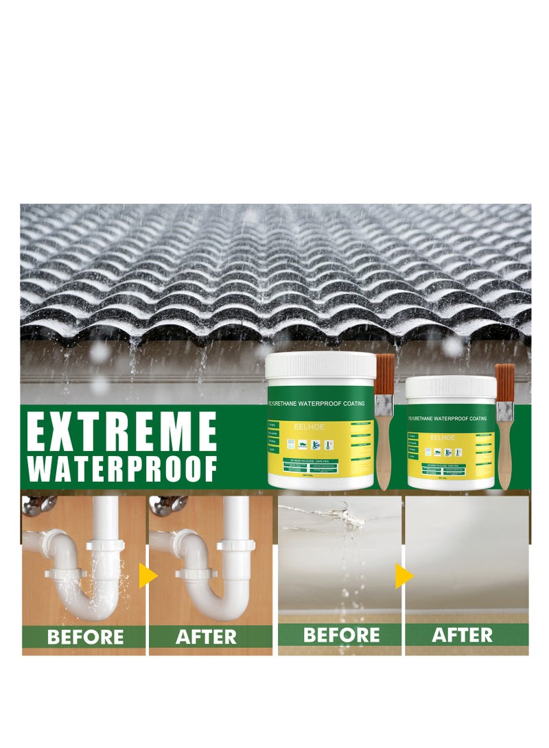 Polyurethane Waterproof Coating 100g with Brush, Waterproofing Agent, for Exterior Walls, Bathrooms, Toilets, and Floors, Prevents Mold and Mildew